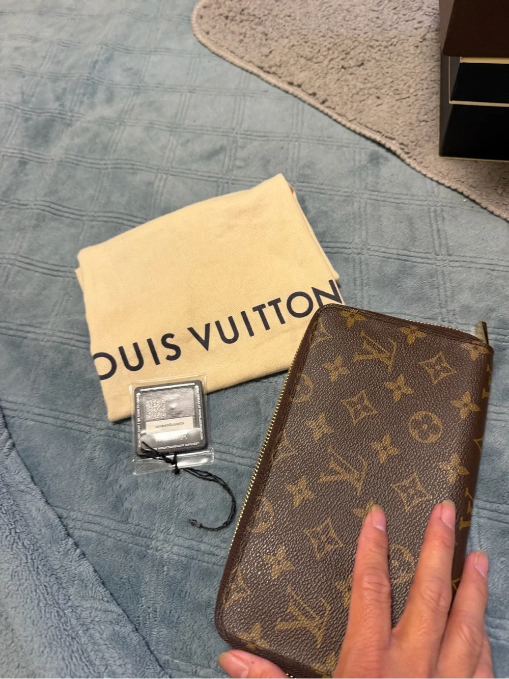 Louis Vuitton Monogram Zip Wallet in Brown and Gold Accents